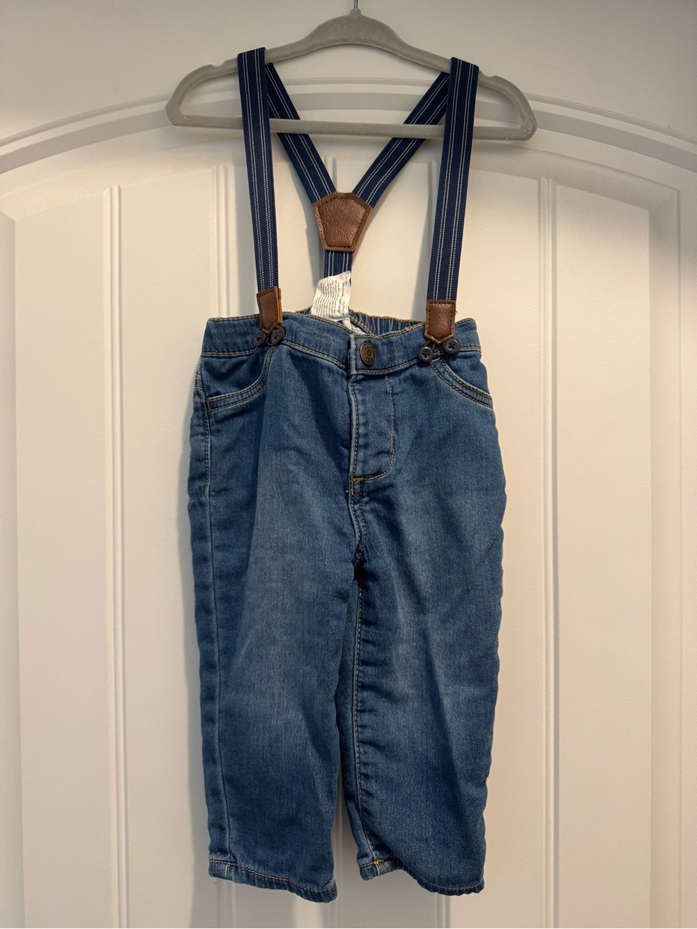 Blue Denim Jeans with Suspenders